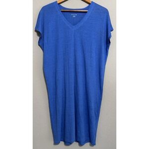 Eileen Fisher Dress Organic Linen OVERSIZED Marine Blue Beach **Fits S-M